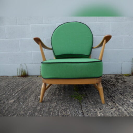 Ercol 203 Seat and Back Cushion in Pea Green with Black Piping - Image 8