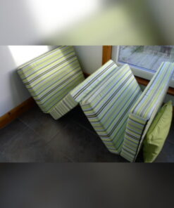 4Folding Foldaway Mattress 19x25x4 inches Lemon/Green Mix Stripe