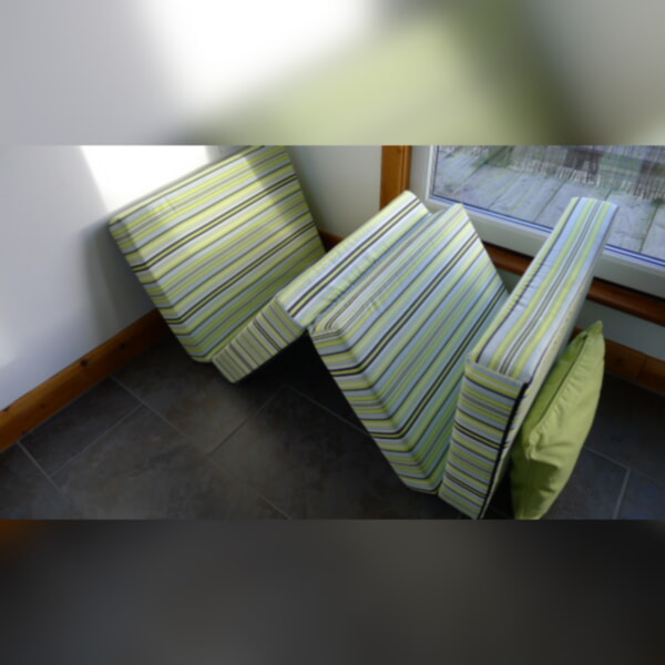 4Folding Foldaway Mattress 19x25x4 inches Lemon/Green Mix Stripe