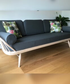 Ercol 355 Studio Couch Grey 92% Wool with piping in light grey