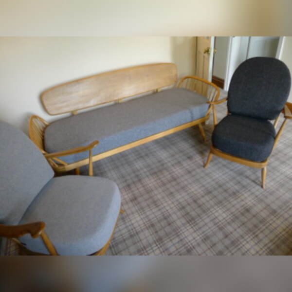 Ercol 355 Studio Couch Light Grey Stitch Complete set of Cushions - Image 7