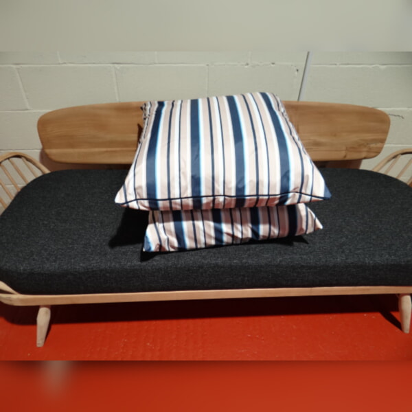 Pair of Large Floor Cushions 26 x 26 inches Blue 4 Bold Stripes