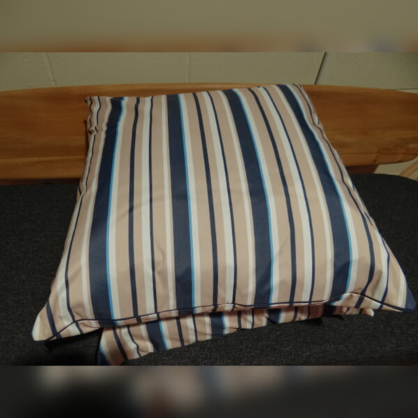 Pair of Large Floor Cushions 26 x 26 inches Blue 4 Bold Stripes - Image 2