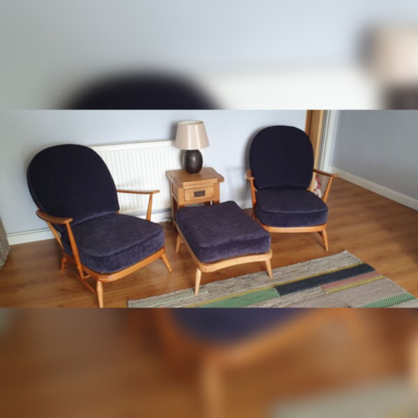 Ercol 203 Seat & Back cushions in Ross Fabric Pimlico Crush Navy