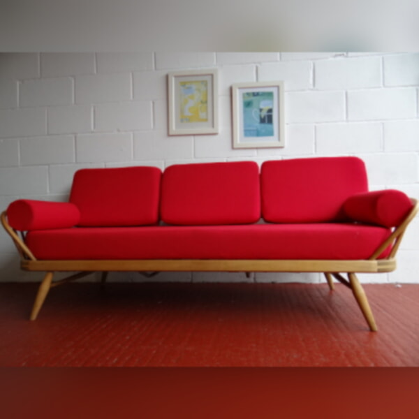 Ercol 355 Studio Couch Red Stitch Complete set of Cushions and Covers - Image 2