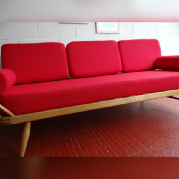 Ercol 355 Studio Couch Red Stitch Complete set of Cushions and Covers - Image 5