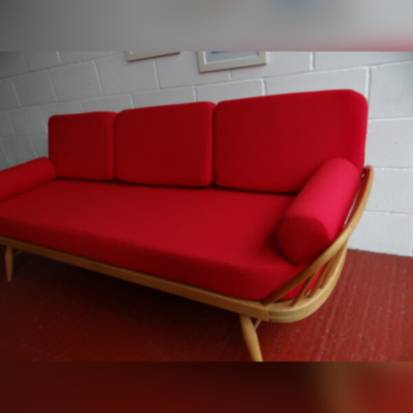 Ercol 355 Studio Couch Red Stitch Complete set of Cushions and Covers - Image 6