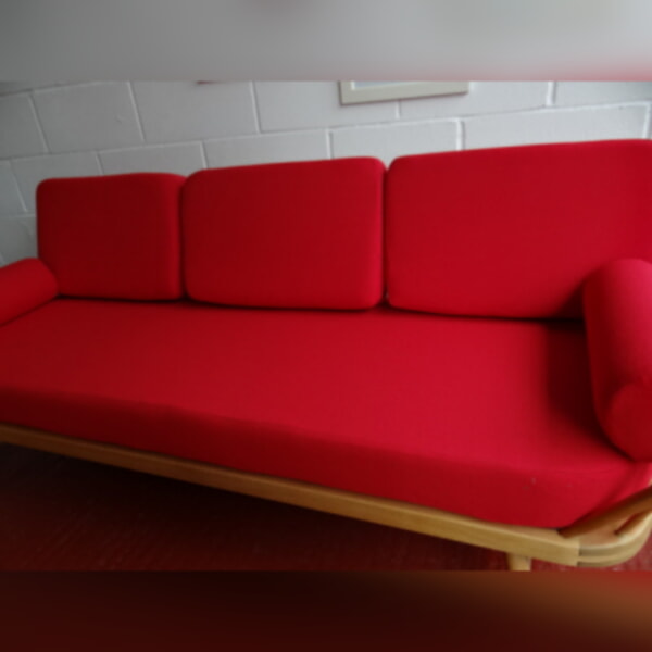 Ercol 355 Studio Couch Red Stitch Complete set of Cushions and Covers - Image 7