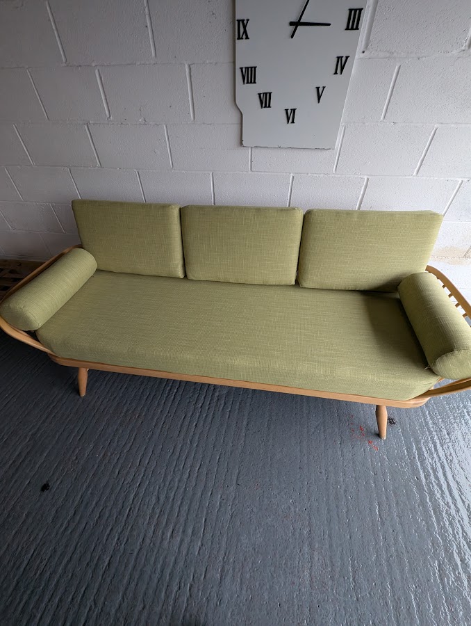Ercol Daybed- Studio Couch cushions only in our Lime Weave + bolsters (Copy)