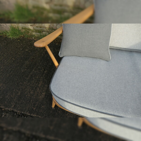 Light Grey Seat & Back 203 settee with MId Grey piping