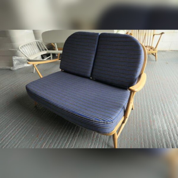 Ercol 203 in this beautiful Blue Grey Bold Stripe