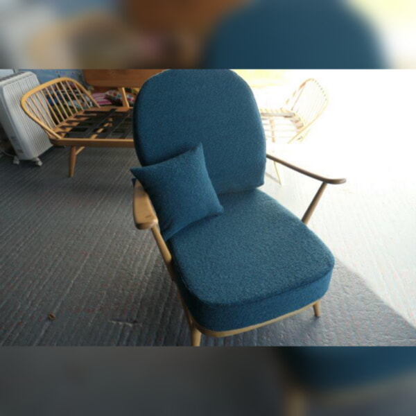 Ercol 203 Chair in Designers Guild La Rocelle Bleu Paon