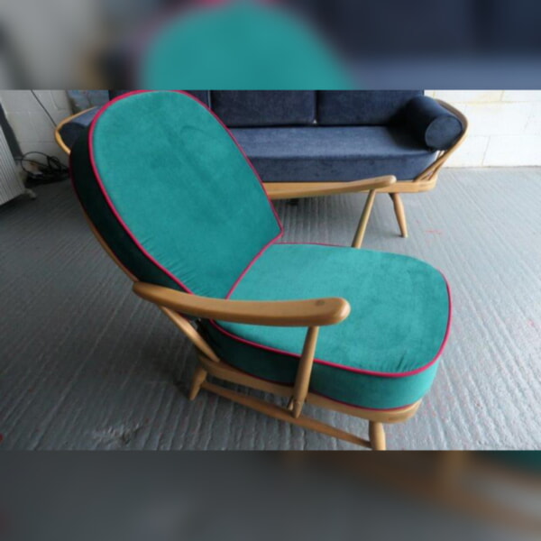 Ercol 203 in  Ross Fabric's Aquavelvet Teal 