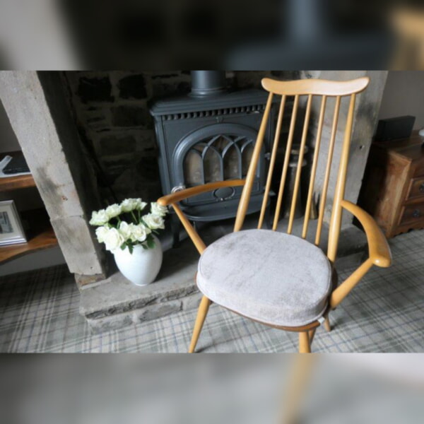 Lovely cushions going out today for this 369a Ercol dining chair