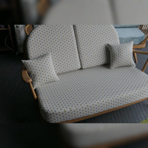 Ercol 203 2 seater in Jane Churchill Cornelia Aqua/Green