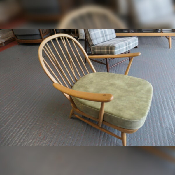 Ercol 203 Chair in Amore Matt Velvet Celery from Loome Fabrics