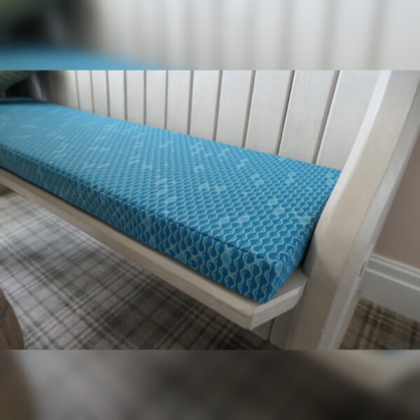 Painted Pew cushion in our Hourglass Teal