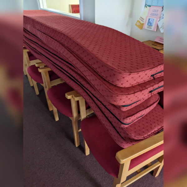 Pew cushions out this week Pew cushions out this week