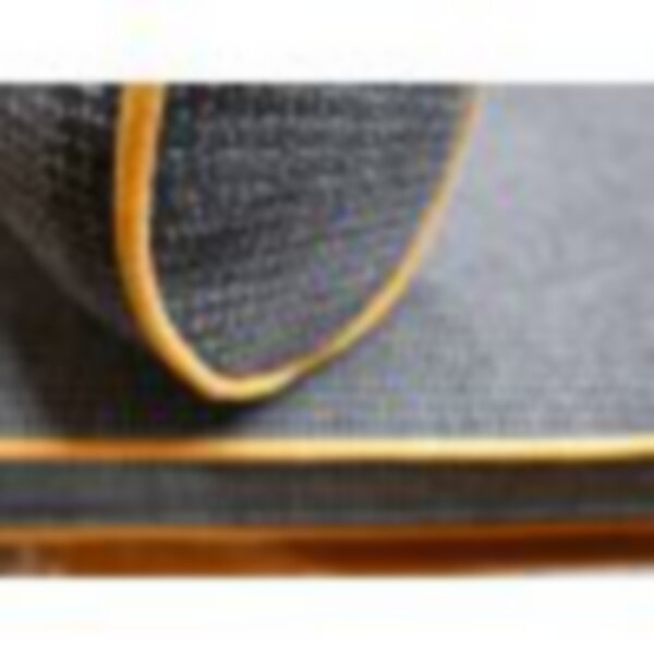 A daybed in Galgate Grey with Orange Piping